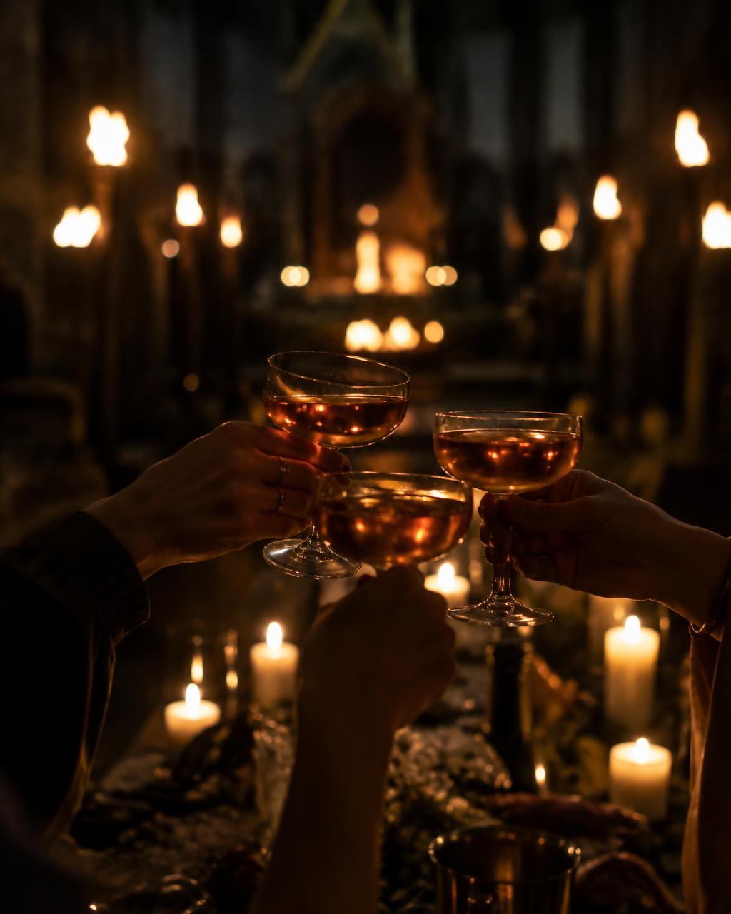 Brindis de bienvenida a la luz de las velas — fotografía temporal para visualización
